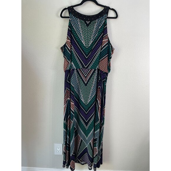 Calvin Klein Womens Plus 3X Sleeveless Chevron Maxi Dress ASO TV - Picture 10 of 12